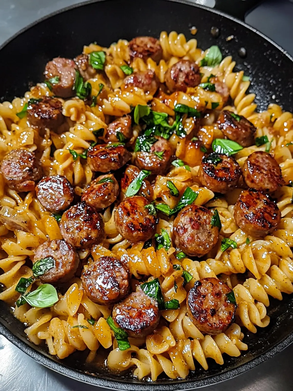 Sticky Honey Garlic Sausage Pasta Skillet: Quick One-Pan Delight 4 Sticky Honey Garlic Sausage Pasta Skillet: A Flavorful One-Pan Wonder
