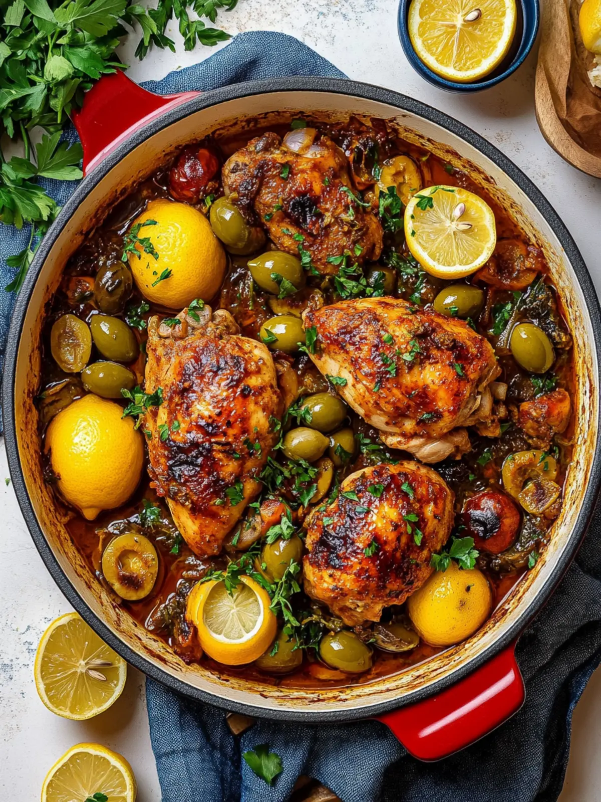 Delicious Baked Moroccan Chicken with Lemons & Olives Tonight 4 Baked Moroccan Chicken with Lemons & Olives