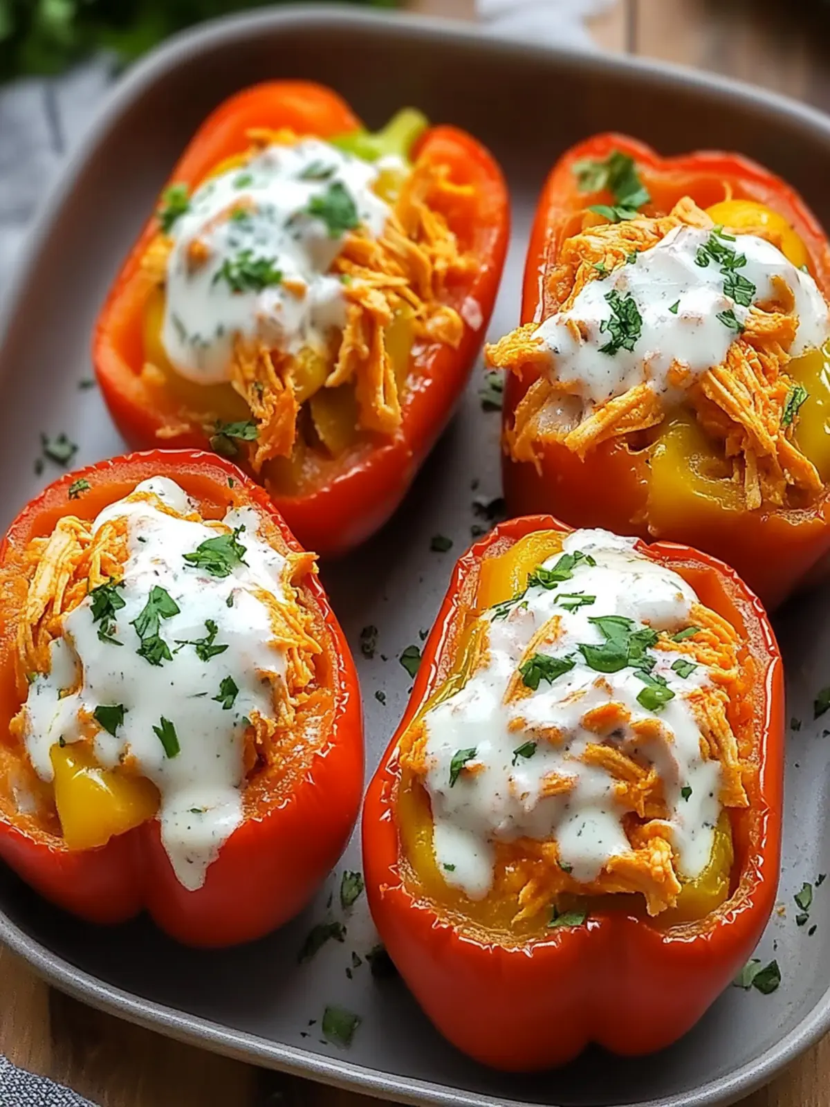 Spicy Buffalo Chicken Stuffed Peppers for a Healthy Kick 3 Spicy Buffalo Chicken Stuffed Peppers for Healthy Cravings