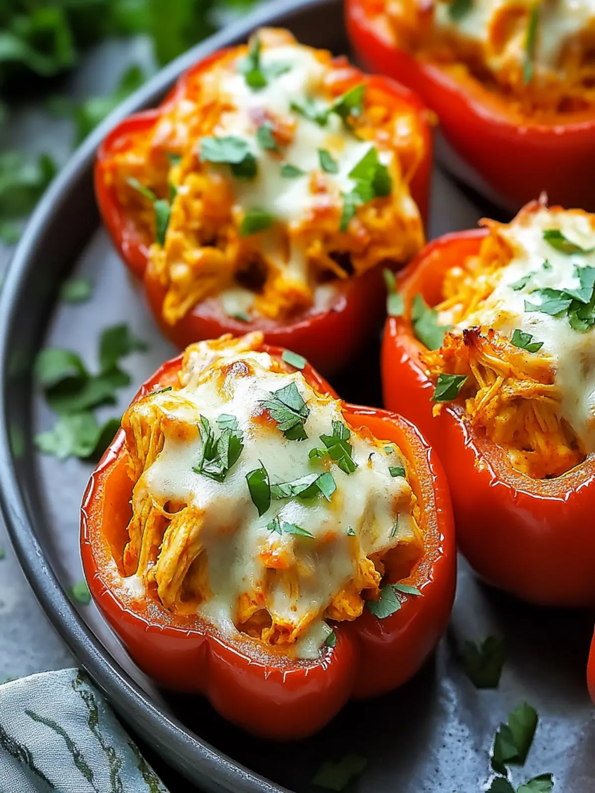 Spicy Buffalo Chicken Stuffed Peppers for a Healthy Kick 4 Spicy Buffalo Chicken Stuffed Peppers for Healthy Cravings