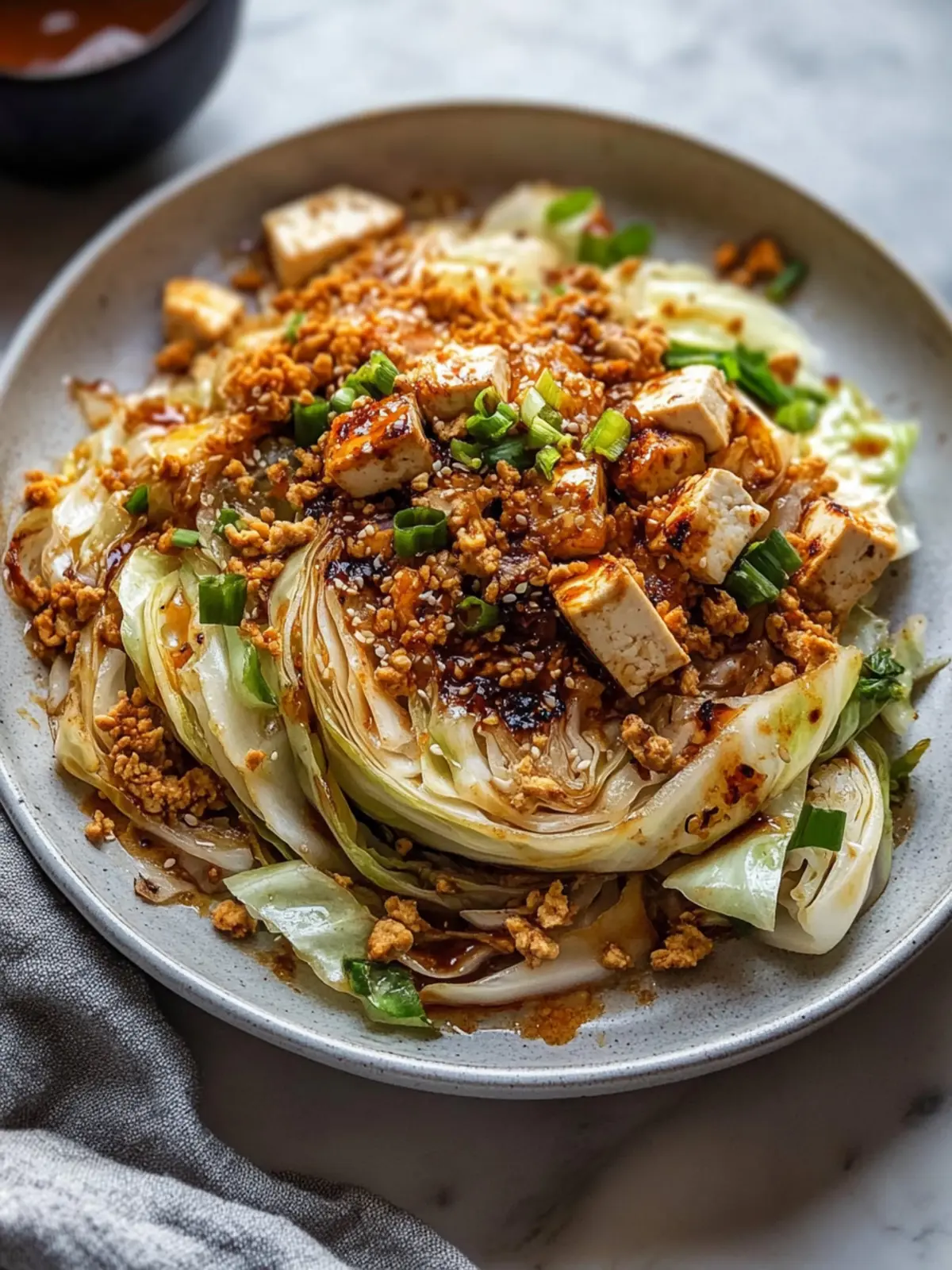 Dan Dan Charred Cabbage with Tofu Crumble: A Flavor Explosion 2 Dan Dan Charred Cabbage with Tofu Crumble and Spicy Sesame Sauce Recipe