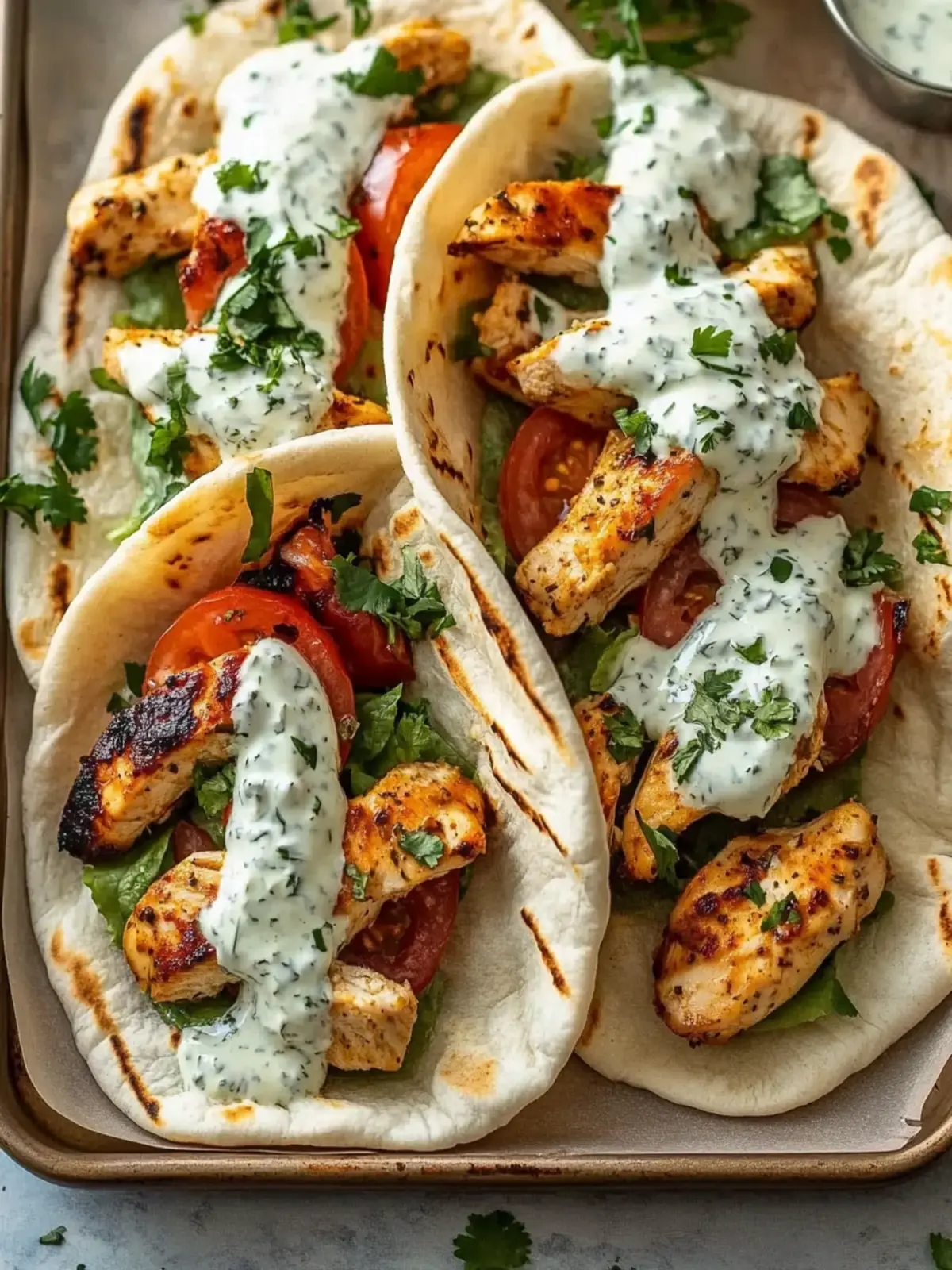 Sheet Pan Chicken Pitas with Herby Ranch Recipe for Busy Nights 2 Sheet Pan Chicken Pitas with Herby Ranch Recipe