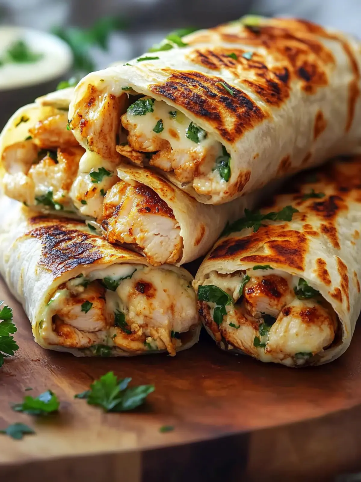 Melt-in-Your-Mouth Ooey-Gooey Cheesy Garlic Chicken Wraps 3 Ooey-Gooey Cheesy Garlic Chicken Wraps You’ll Devour