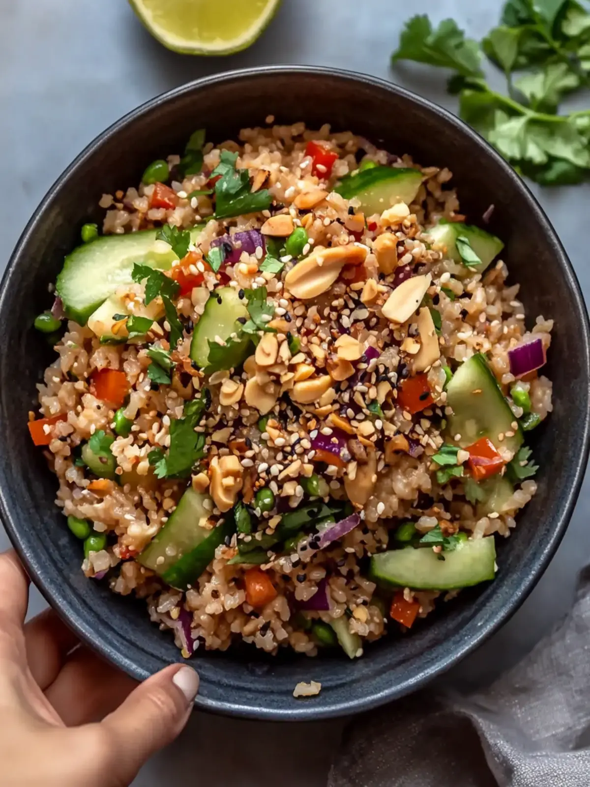 Quick Crispy Rice Salad with Peanut Sesame Dressing Delight 5 Quick Crispy Rice Salad with Peanut Sesame Dressing