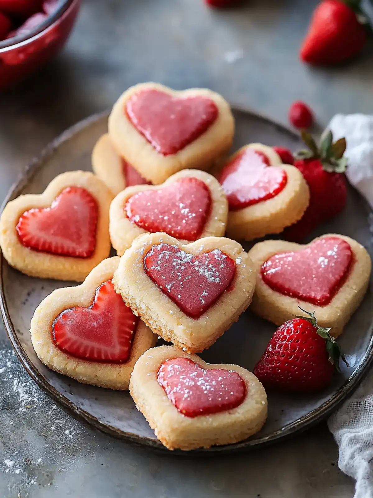 Filled Heart-Shaped Strawberry Shortbread Cookies Made with Love 4 Filled Heart-Shaped Strawberry Shortbread Cookies