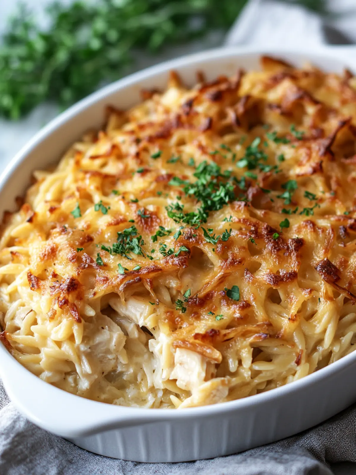 Creamy French Onion Chicken Orzo Casserole You'll Love 4 French Onion Chicken Orzo Casserole