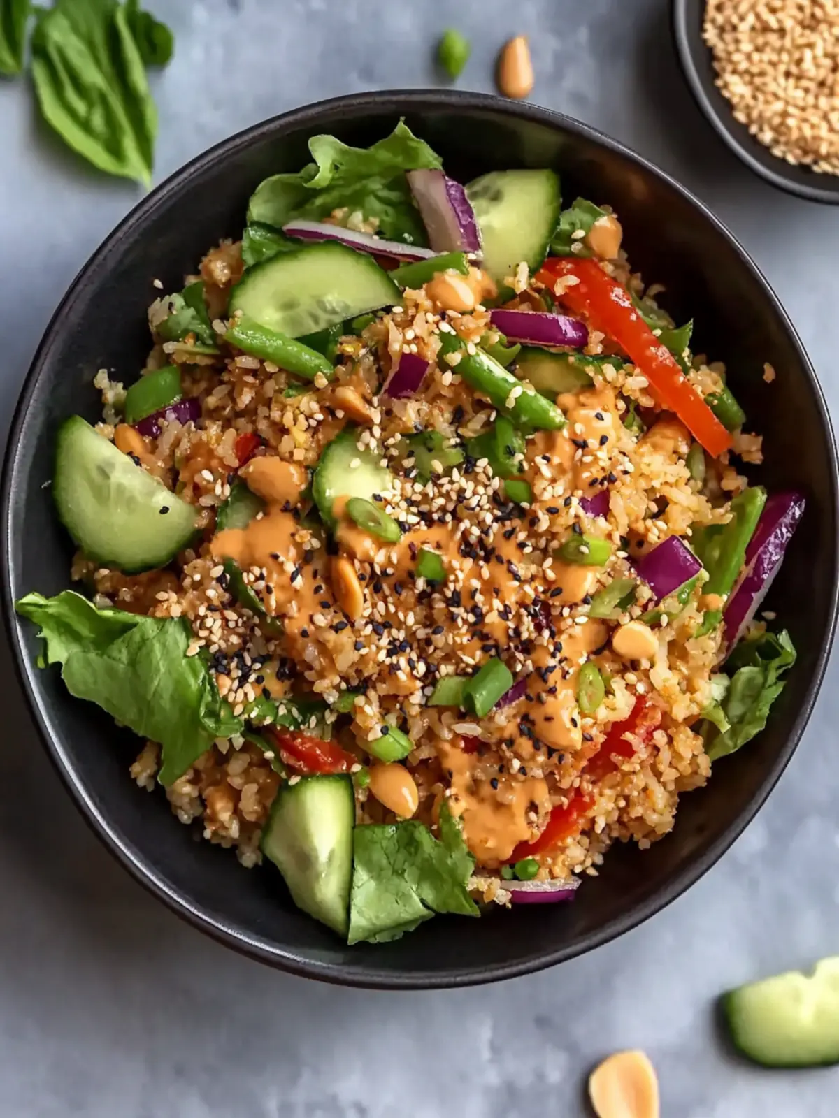 Quick Crispy Rice Salad with Peanut Sesame Dressing Delight 2 Quick Crispy Rice Salad with Peanut Sesame Dressing