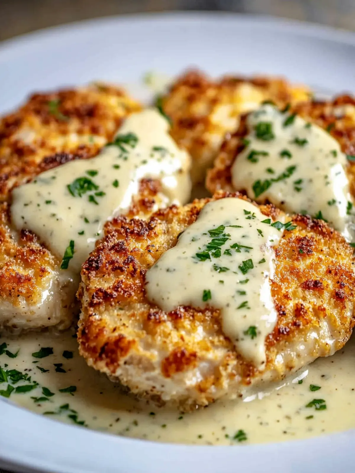 Parmesan Crusted Chicken with Creamy Garlic Sauce – Dinner Bliss 4 Parmesan Crusted Chicken with Creamy Garlic Sauce – Easy Family Dinner Recipe