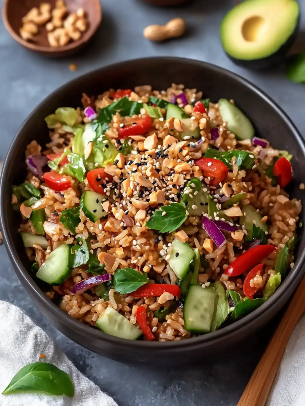 Quick Crispy Rice Salad with Peanut Sesame Dressing Delight 3 Quick Crispy Rice Salad with Peanut Sesame Dressing