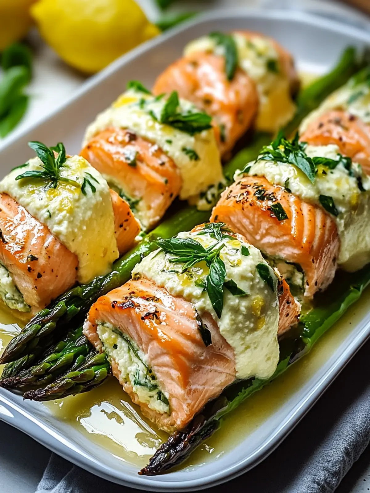 Asparagus and Lemon Basil Ricotta Stuffed Salmon Rolls Delight 5 Asparagus and Lemon Basil Ricotta Stuffed Salmon Rolls with Lemon Sauce