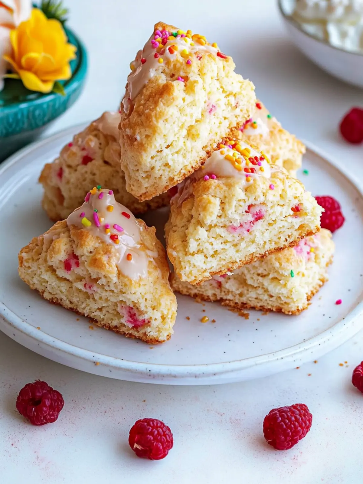 Fluffy Birthday Cake Scones Loaded with Sprinkles Delight! 4 Birthday Cake Scones