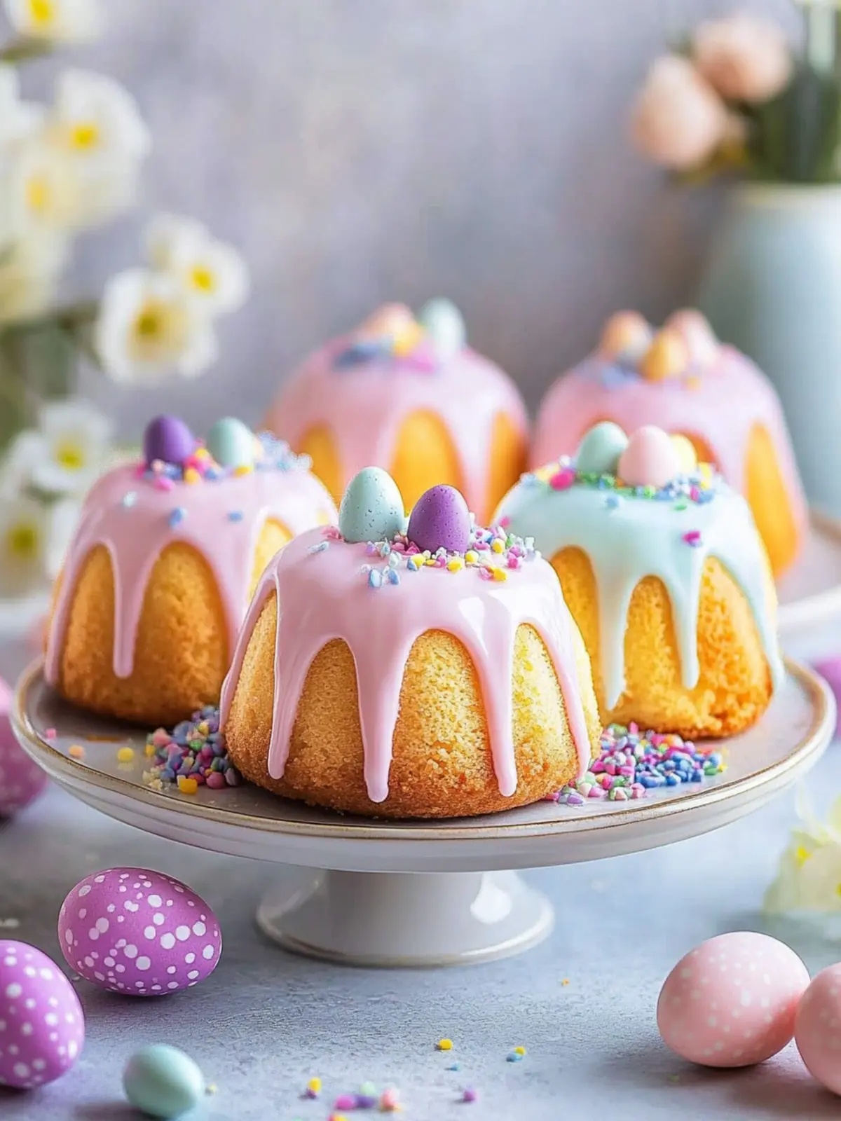 Deliciously Fun Mini Easter Bundt Cakes with Candy Inside 3 Mini Easter Bundt Cakes