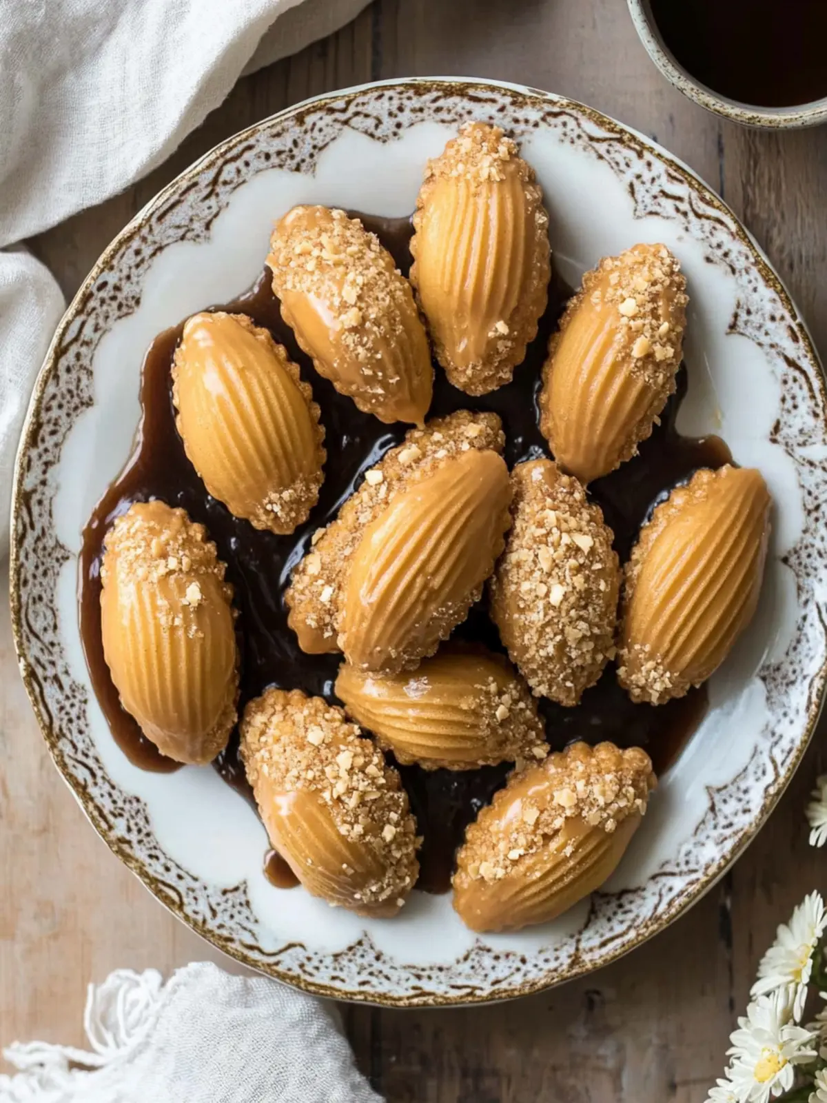 Brown Butter Madeleines Dipped in Espresso Glaze Delight 2 Brown Butter Madeleines dipped in Espresso Glaze