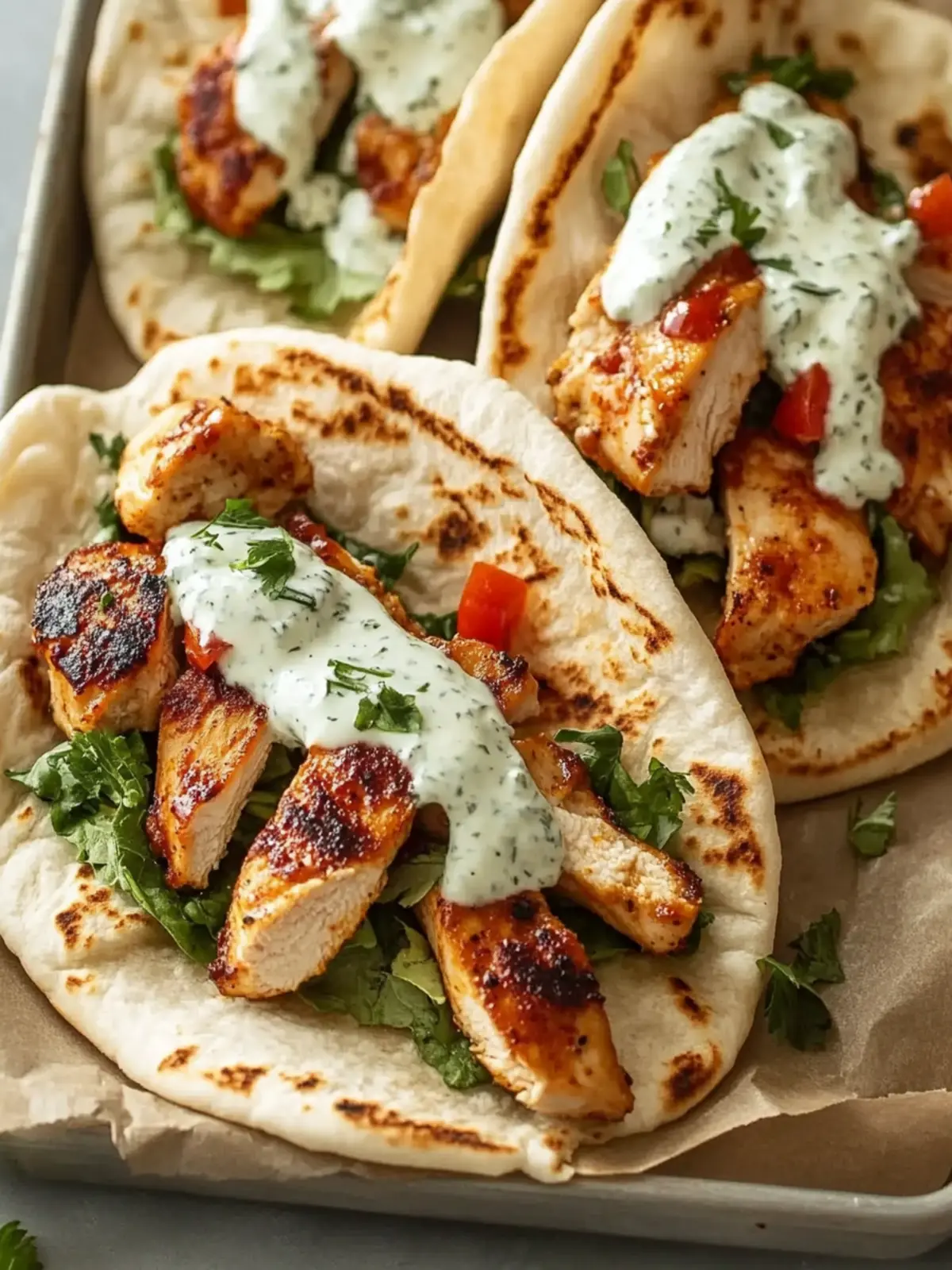 Sheet Pan Chicken Pitas with Herby Ranch Recipe for Busy Nights 3 Sheet Pan Chicken Pitas with Herby Ranch Recipe