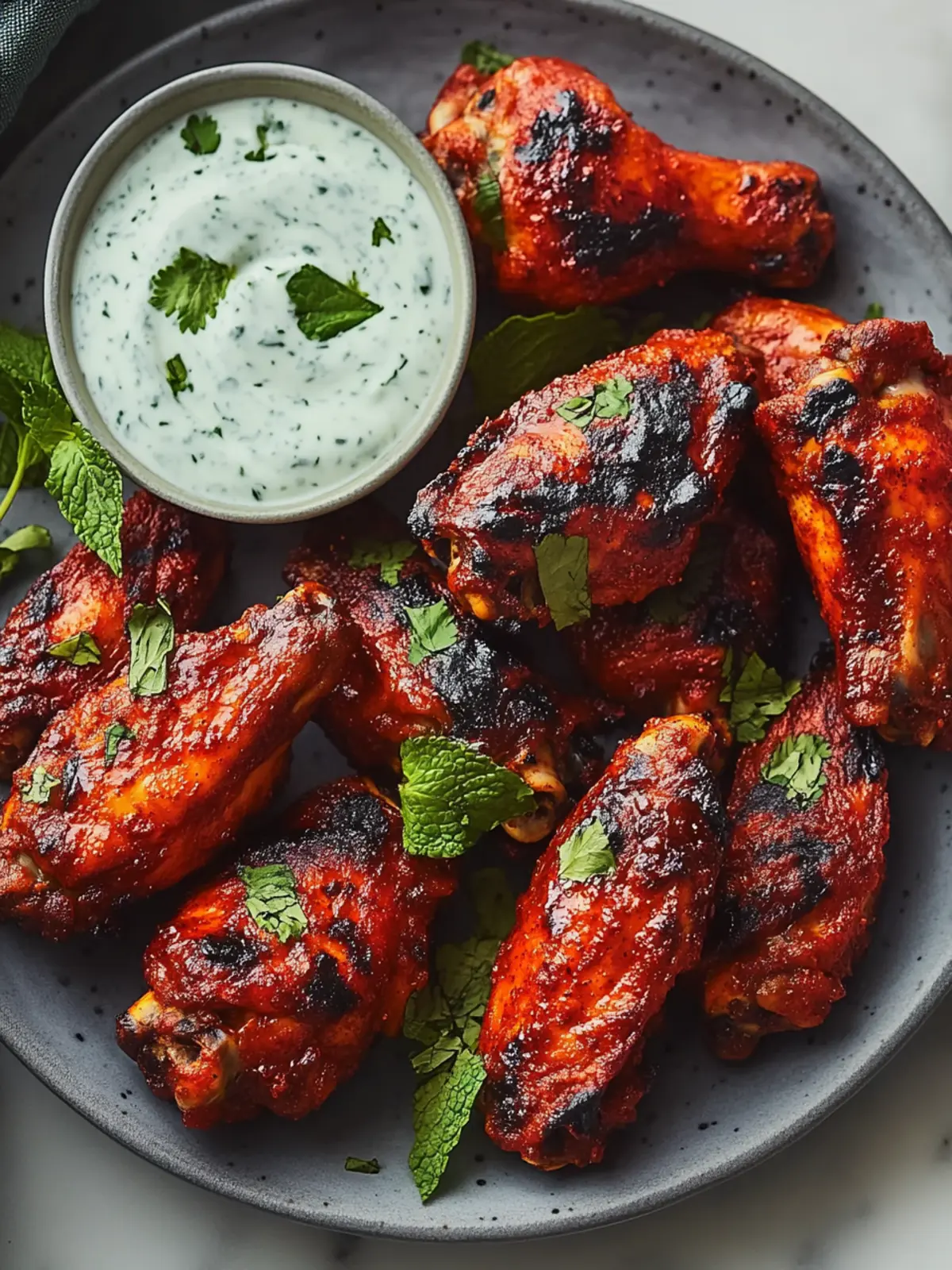 Savory Tandoori Chicken Wings with Mint Yogurt Dip Magic 2 Tandoori Chicken Wings with Cool Mint Yogurt Dipping Sauce