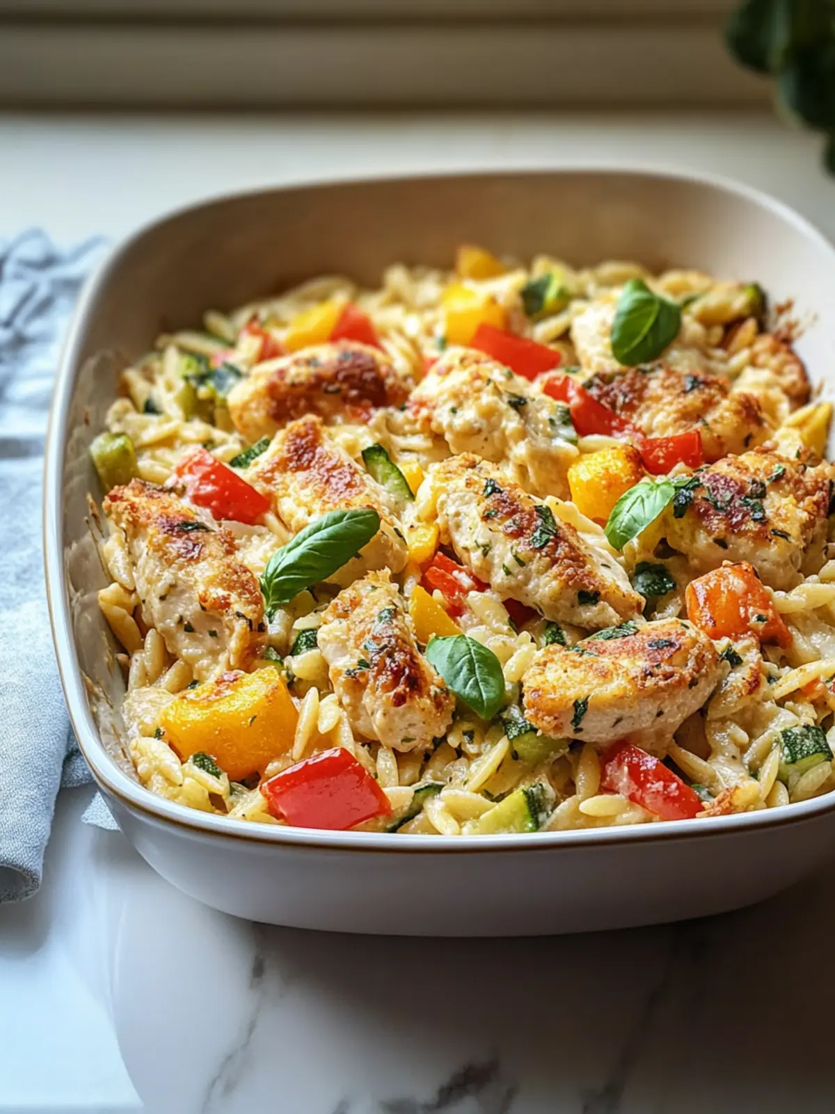 Mouthwatering Boursin Orzo Bake: Chicken & Veggie Bliss 4 Mouthwatering Boursin Orzo Bake: Chicken & Veggie Delight