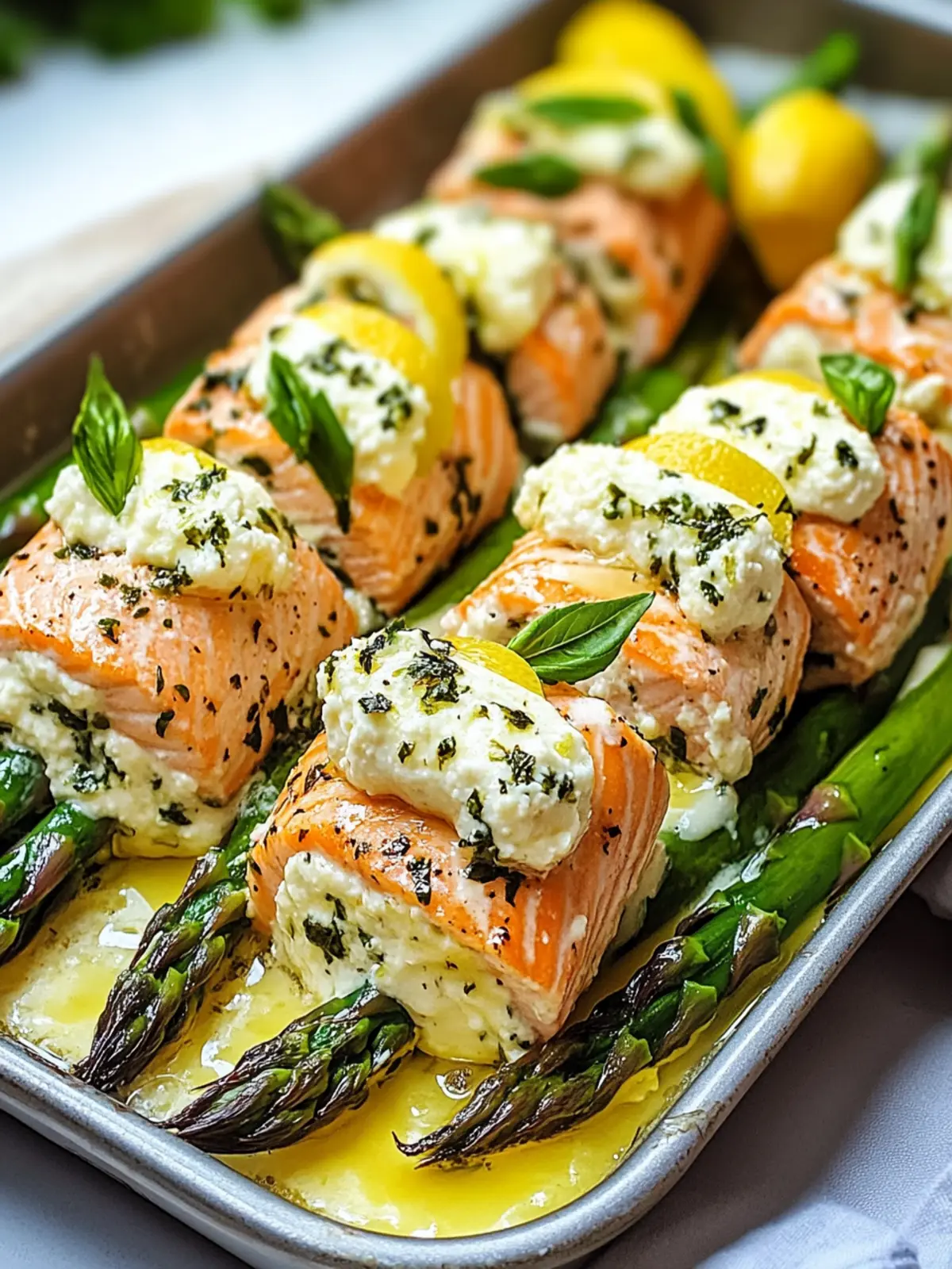 Asparagus and Lemon Basil Ricotta Stuffed Salmon Rolls Delight 3 Asparagus and Lemon Basil Ricotta Stuffed Salmon Rolls with Lemon Sauce