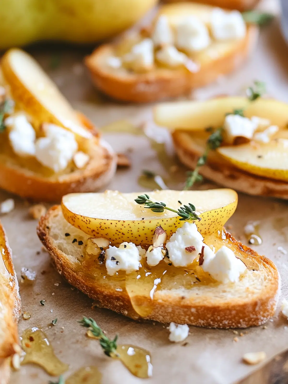 Easy Pear & Goat Cheese Crostini Appetizer with Honey Magic 4 Easy Pear & Goat Cheese Crostini Appetizer with Honey