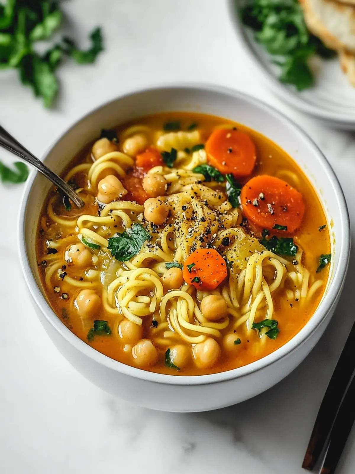 Hearty Vegan Chickpea Noodle Soup for Cozy Nights 2 Vegan Chickpea Noodle Soup