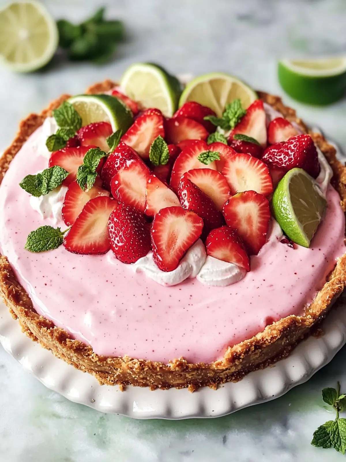 Delicious Strawberry Margarita Pie with Salty Pretzel Crust 4 Strawberry Margarita Pie
