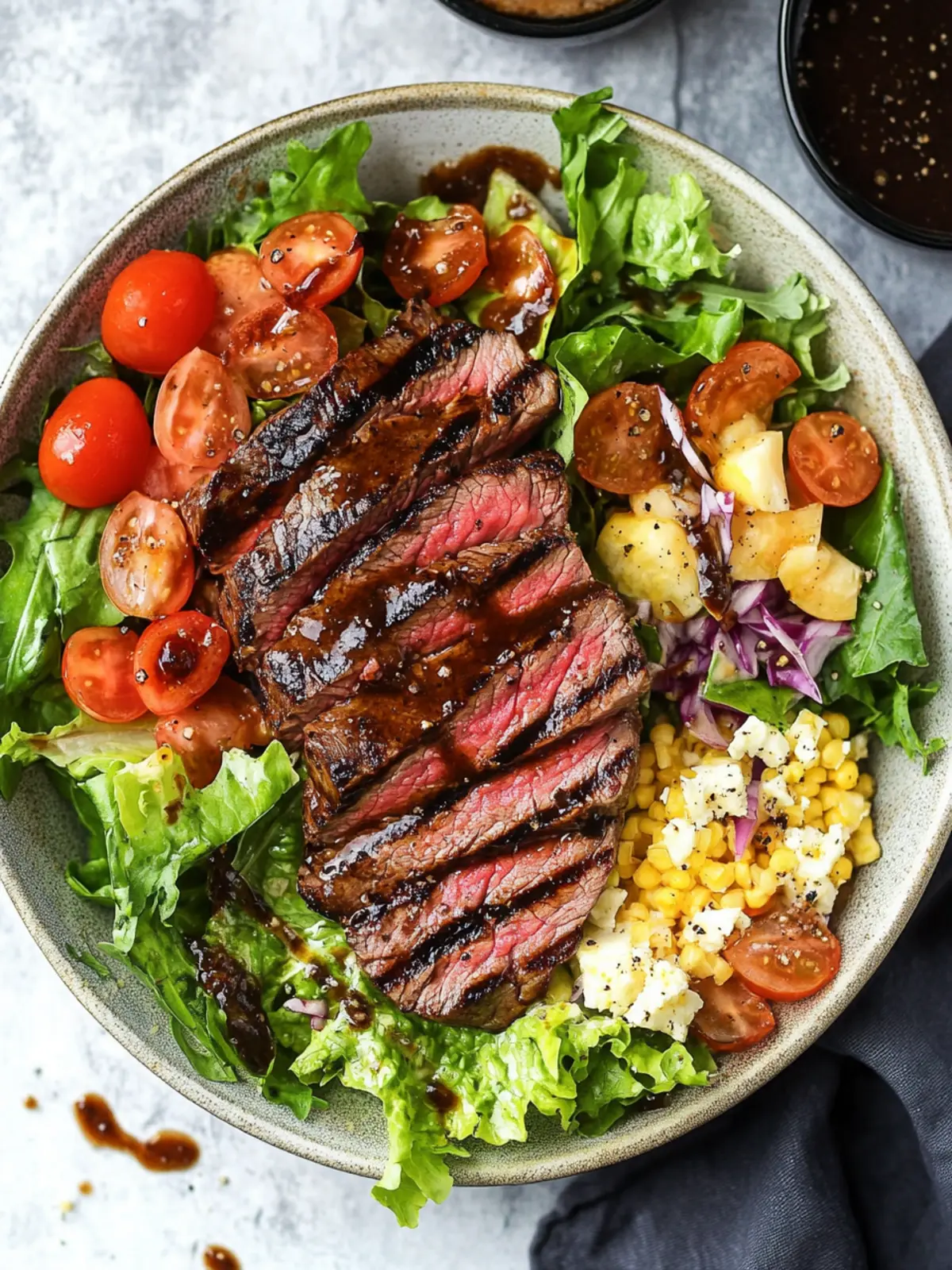 Grilled Steak Salad with Balsamic Vinaigrette: Quick & Zesty! 2 Grilled Steak Salad with Balsamic Vinaigrette