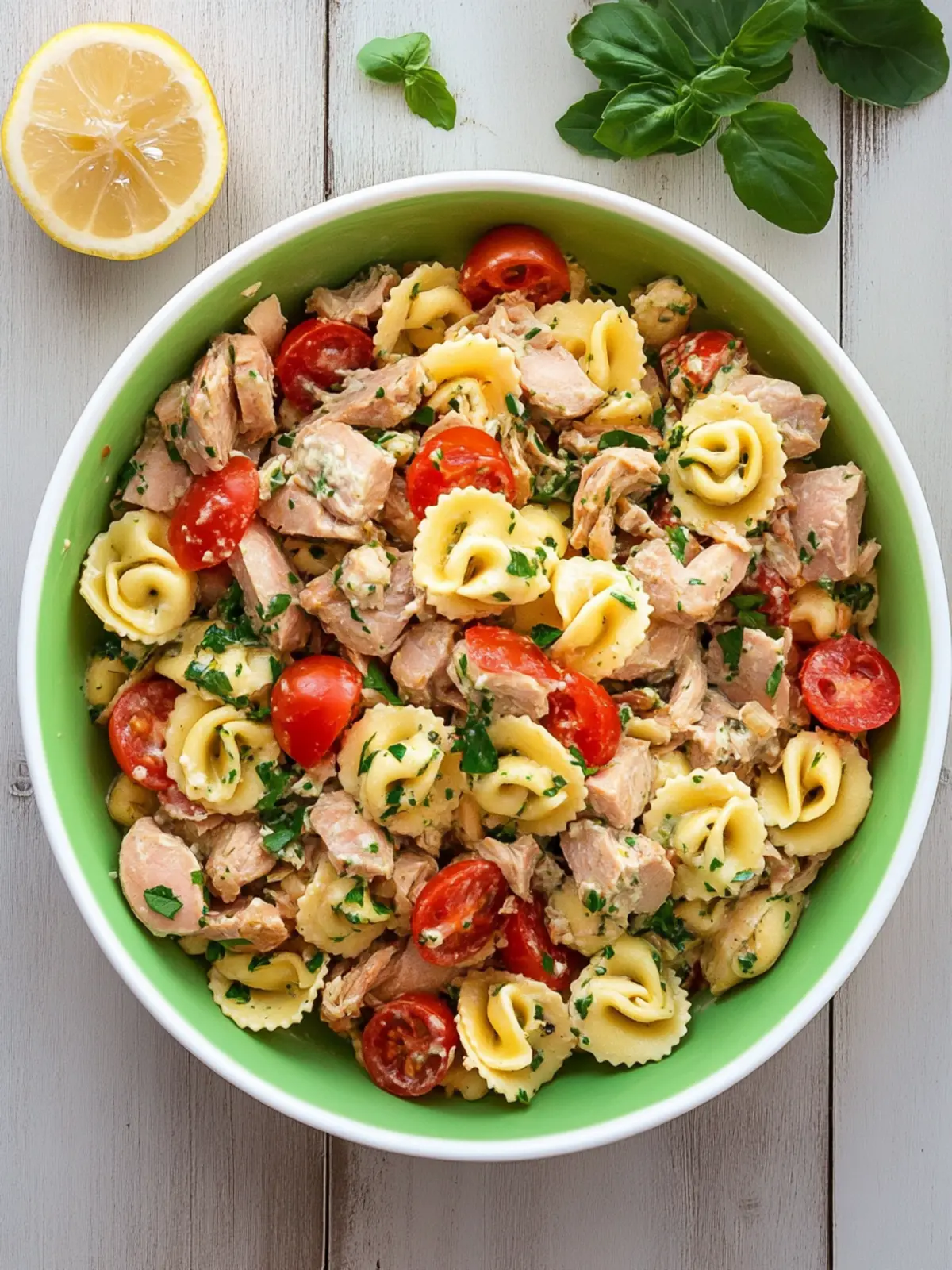 Tuna Pasta Salad with Tortellini and Zesty Chive Vinaigrette 4 Tuna Pasta Salad (with Tortellini)