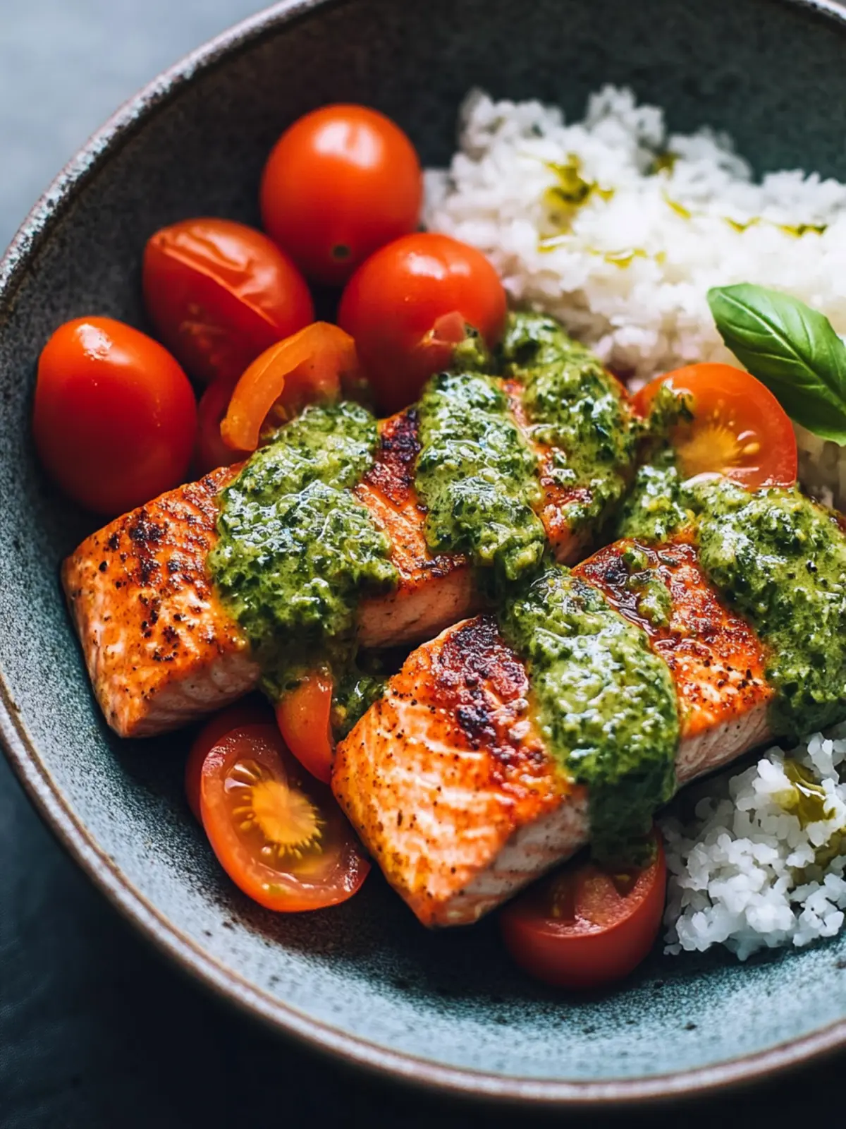 Salmon with Basil Sauce and Tomato Salad for Summer Vibes 3 Salmon with Basil Sauce and Tomato Salad