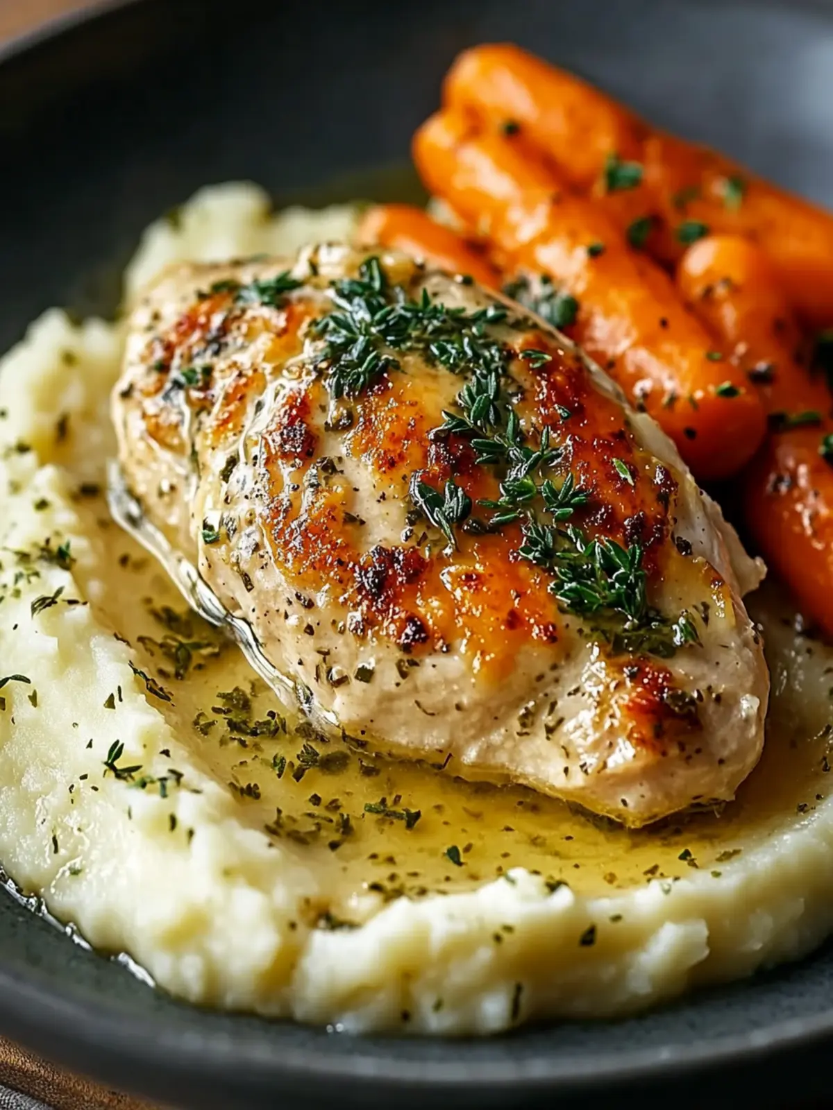 Creamy Herb Chicken with Mashed Potatoes & Glazed Carrots Bliss 4 Creamy Herb Chicken with Mashed Potatoes & Glazed Carrots: A Complete Comfort Food Dinner
