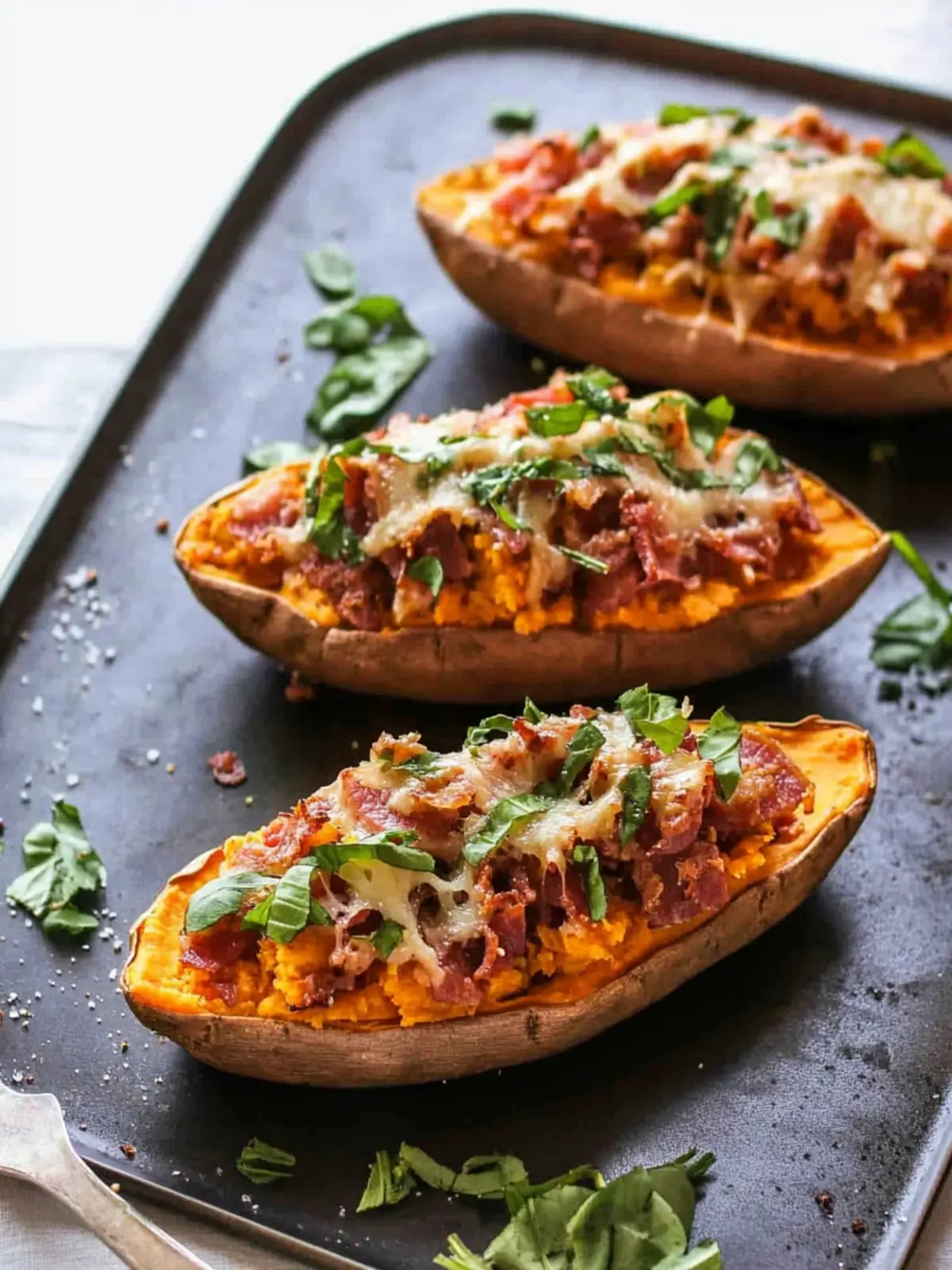 Bacon Stuffed Sweet Potatoes with Cheesy Bolognese Bliss 3 Bacon Stuffed Sweet Potatoes