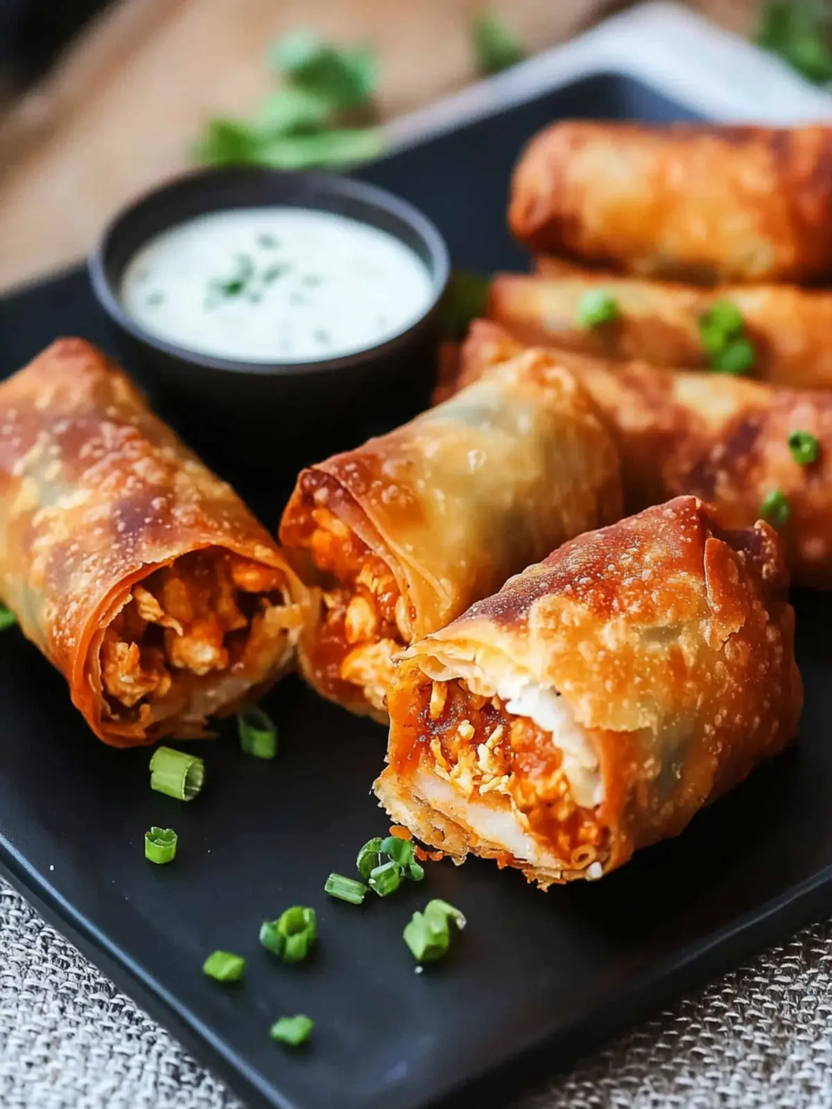 Buffalo Chicken Egg Rolls: Crispy Joy for Game Day Snacking 4 Buffalo Chicken Egg Rolls