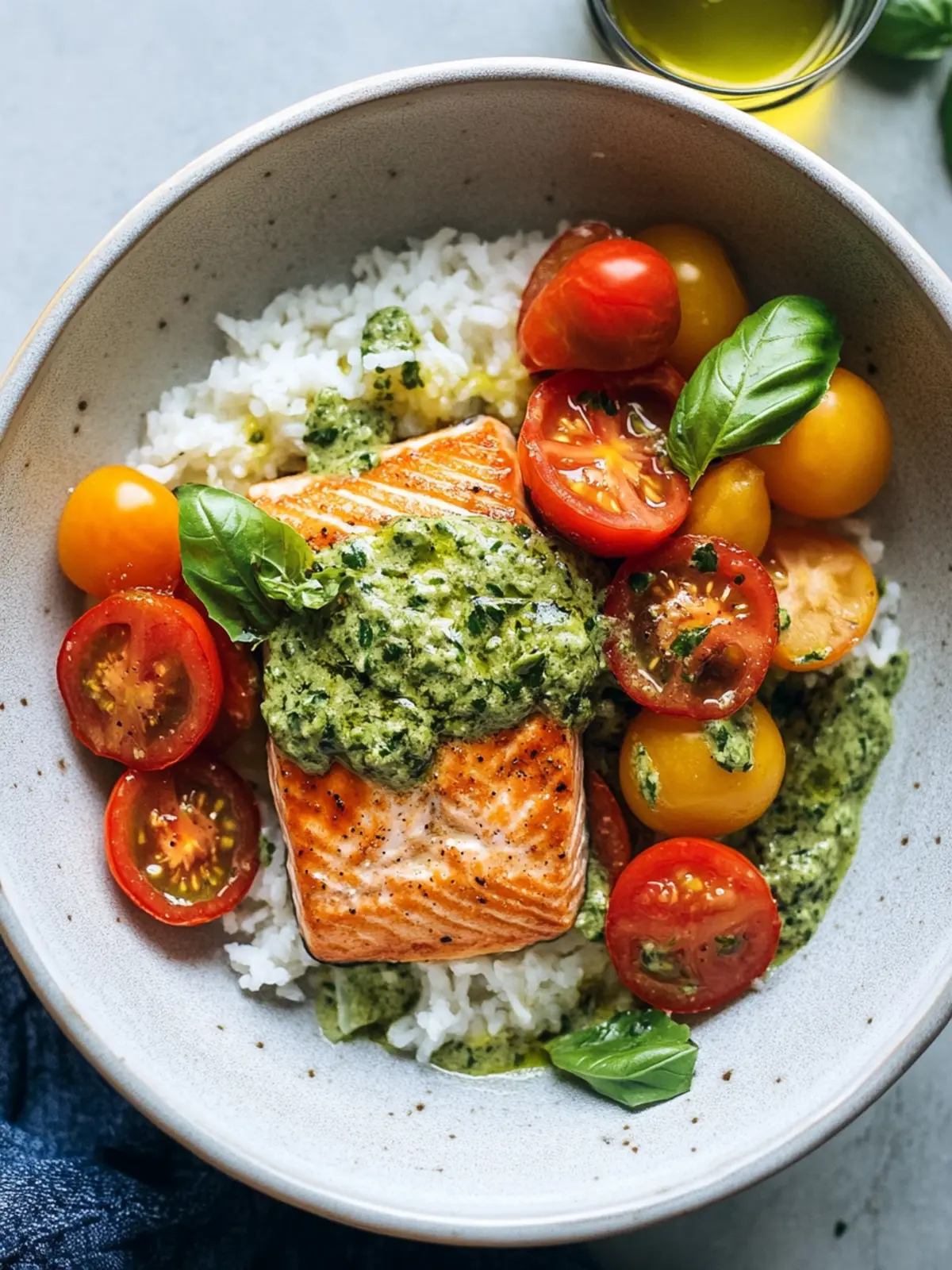 Salmon with Basil Sauce and Tomato Salad for Summer Vibes 5 Salmon with Basil Sauce and Tomato Salad