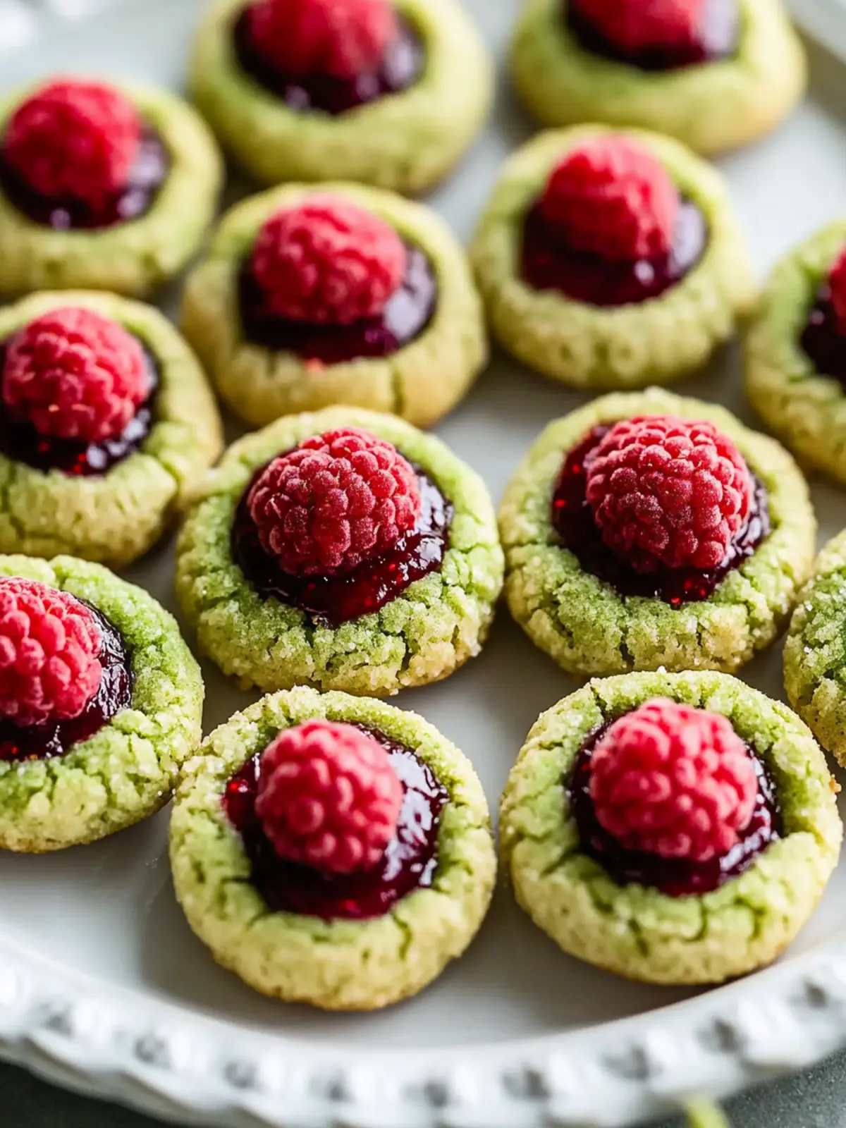 Matcha Thumbprint Cookies: Sweet Raspberry Jam Bliss Awaits 2 Matcha Thumbprint Cookies: Irresistibly Sweet with Raspberry Jam