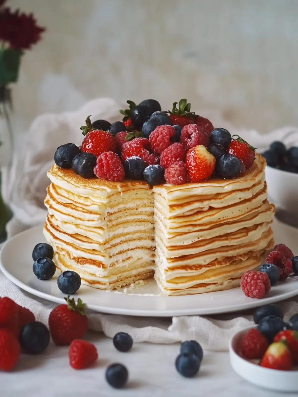 Delicious Pancake Cake with Creamy Maple Icing for Brunch Bliss 4 Pancake Cake