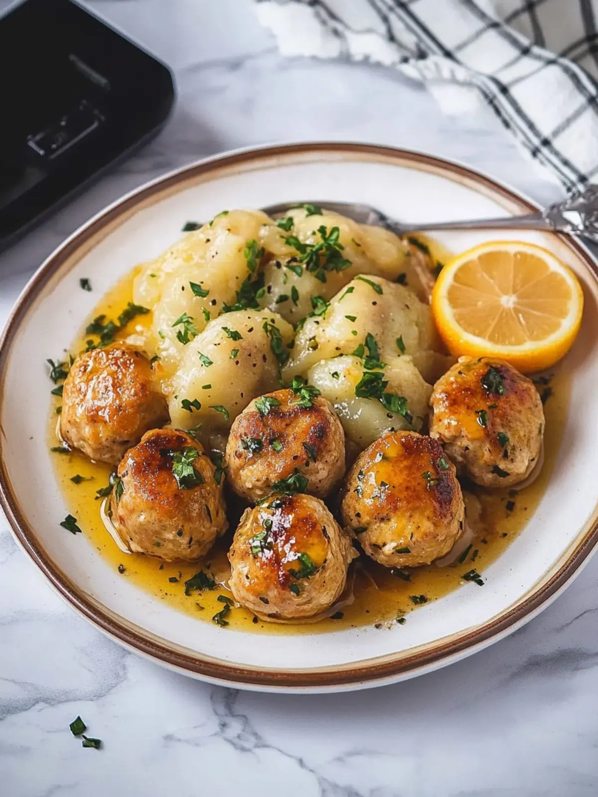 Savory Chicken Piccata Meatballs in Zesty Lemon Sauce 5 Chicken Piccata Meatballs