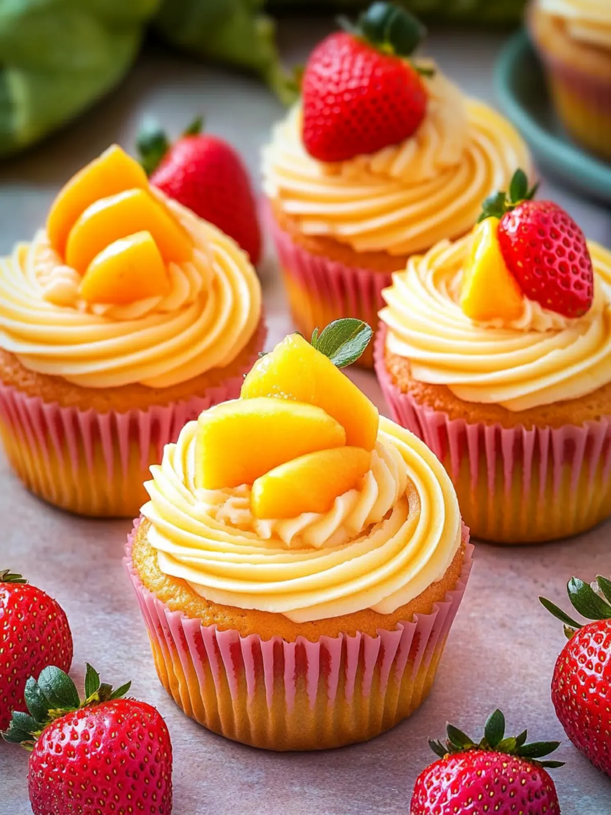 Mango Strawberry Sunset Cupcakes Recipe for a Tropical Treat 5 Mango Strawberry Sunset Cupcakes Recipe