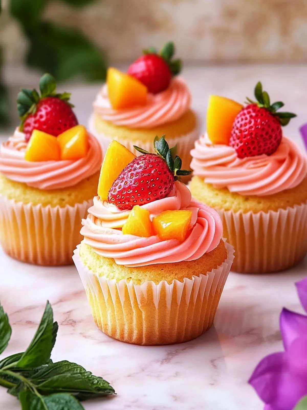 Mango Strawberry Sunset Cupcakes Recipe for a Tropical Treat 3 Mango Strawberry Sunset Cupcakes Recipe