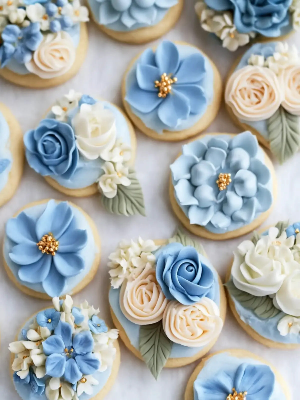 French Blue Floral Buttercream Cookies That Brighten Any Occasion 2 French Blue Floral Buttercream Cookies