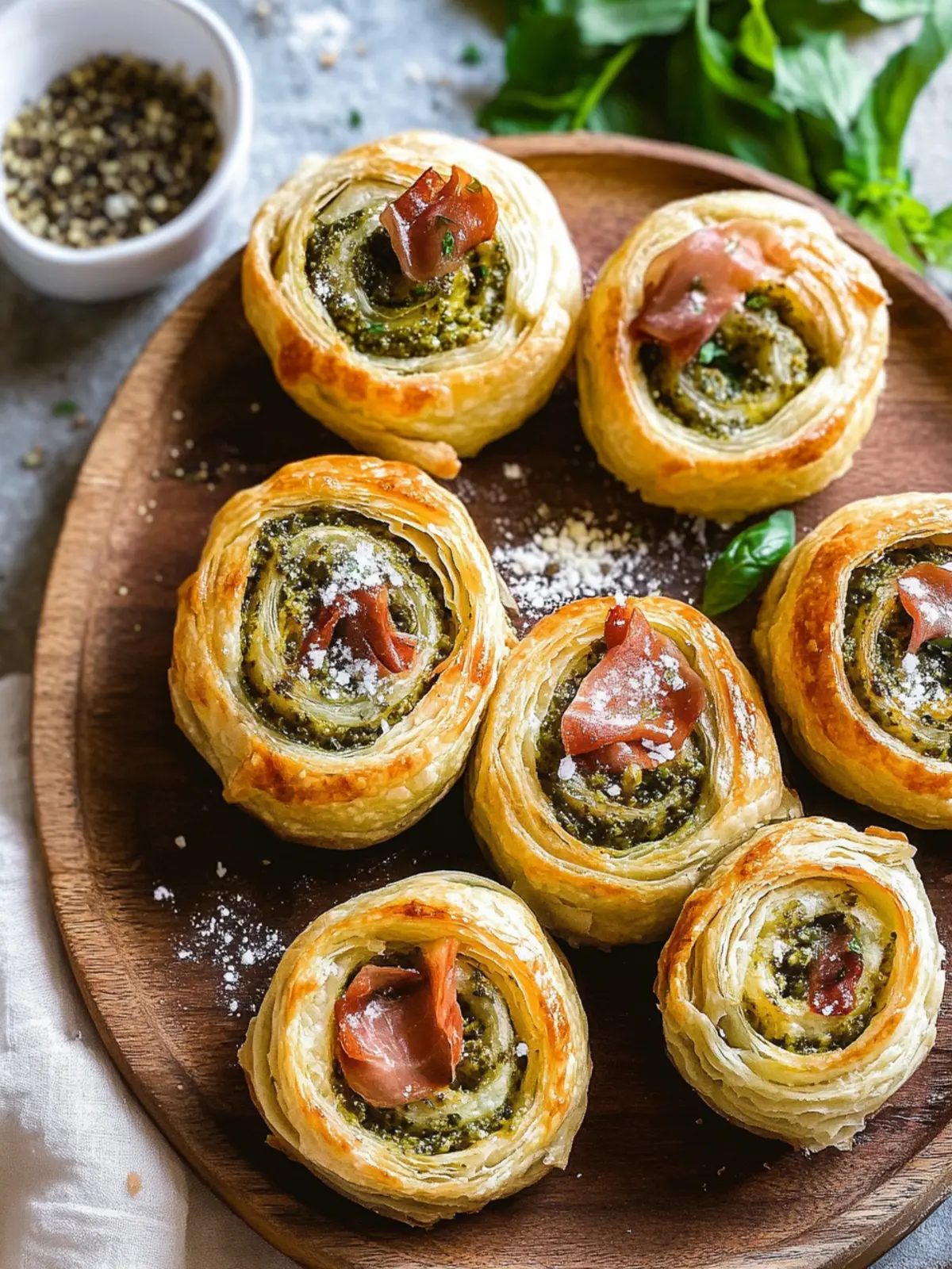 Irresistible Easy Pesto Puff Pastry Pinwheels with Prosciutto 2 Easy Pesto Puff Pastry Pinwheels with Prosciutto