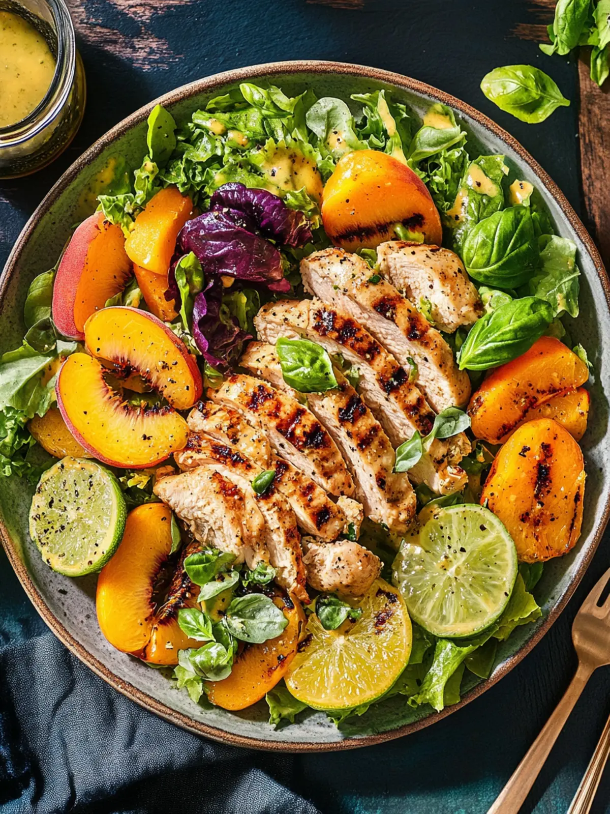 Grilled Chicken Salad with Peaches and Lime-Basil Bliss 5 Grilled Chicken Salad with Peaches and Lime-Basil Dressing