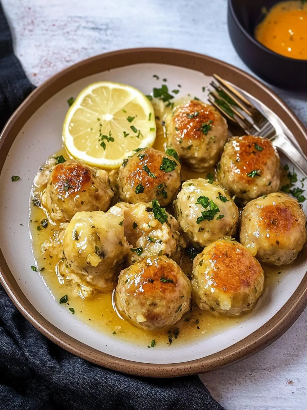 Savory Chicken Piccata Meatballs in Zesty Lemon Sauce 4 Chicken Piccata Meatballs
