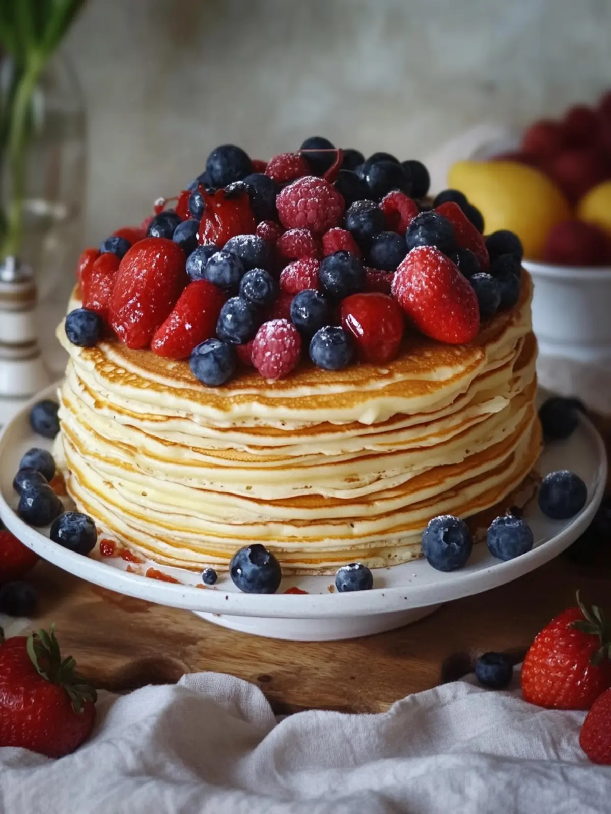 Delicious Pancake Cake with Creamy Maple Icing for Brunch Bliss 3 Pancake Cake