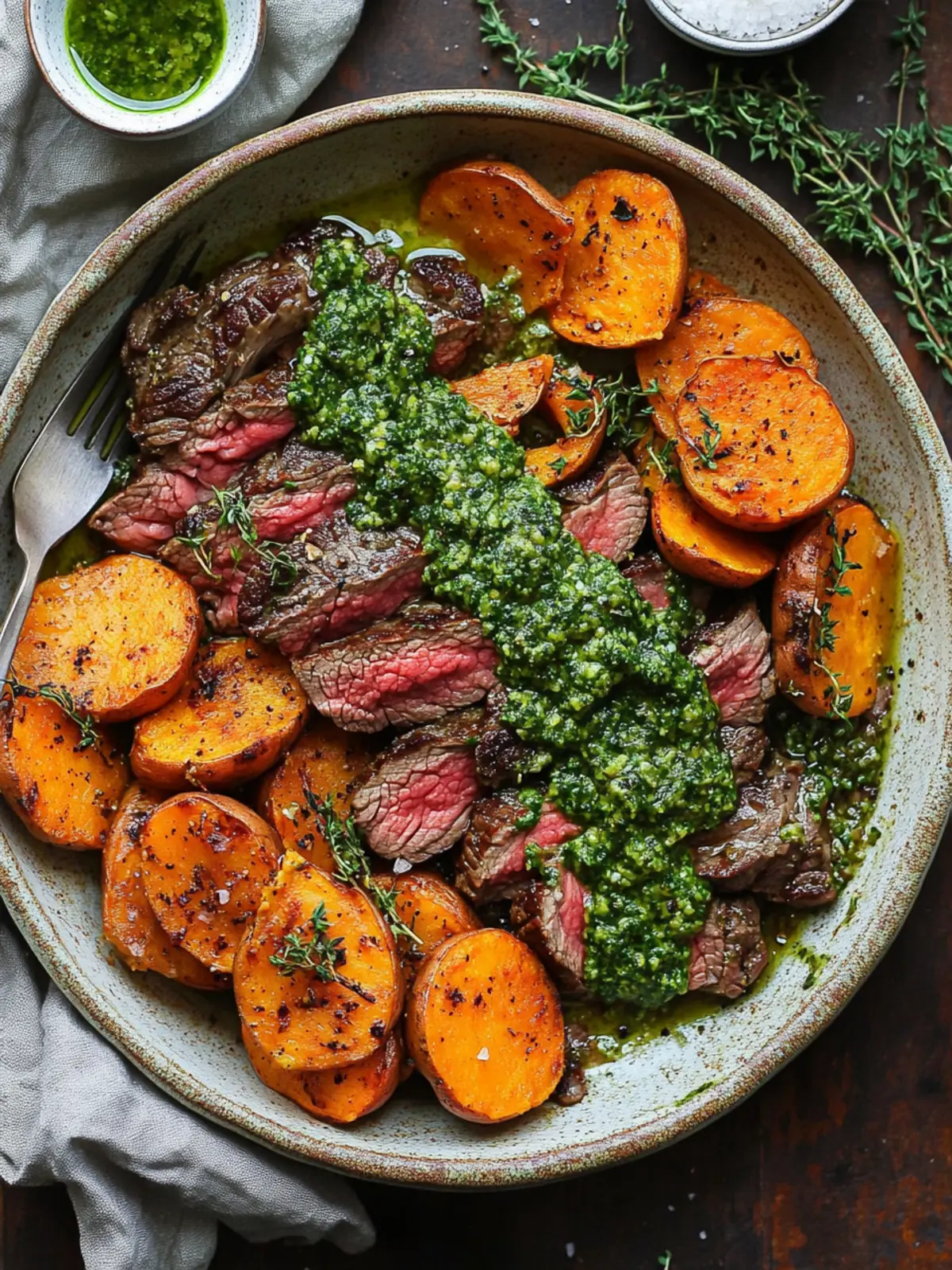 Steak with Green Sauce and Sweet Potatoes for Flavor Lovers 5 Steak with Green Sauce and Sweet Potatoes
