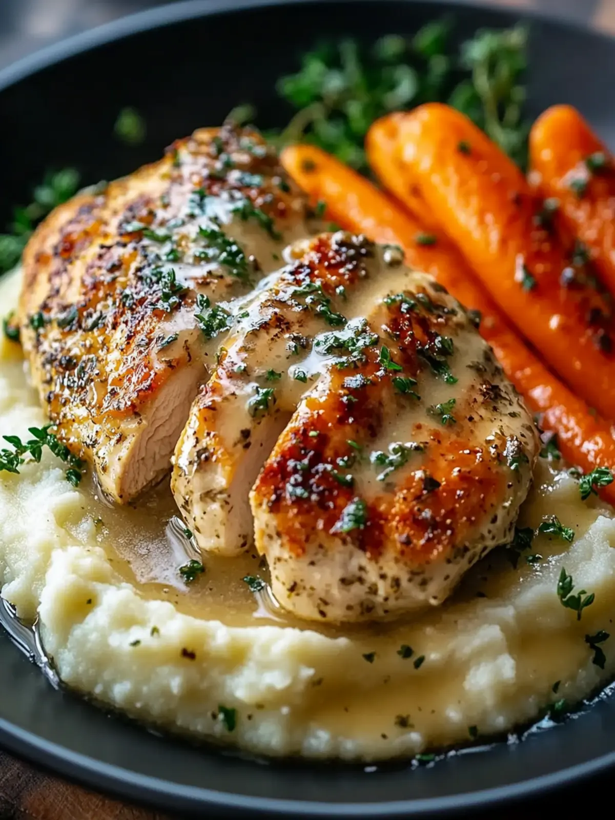 Creamy Herb Chicken with Mashed Potatoes & Glazed Carrots Bliss 2 Creamy Herb Chicken with Mashed Potatoes & Glazed Carrots: A Complete Comfort Food Dinner