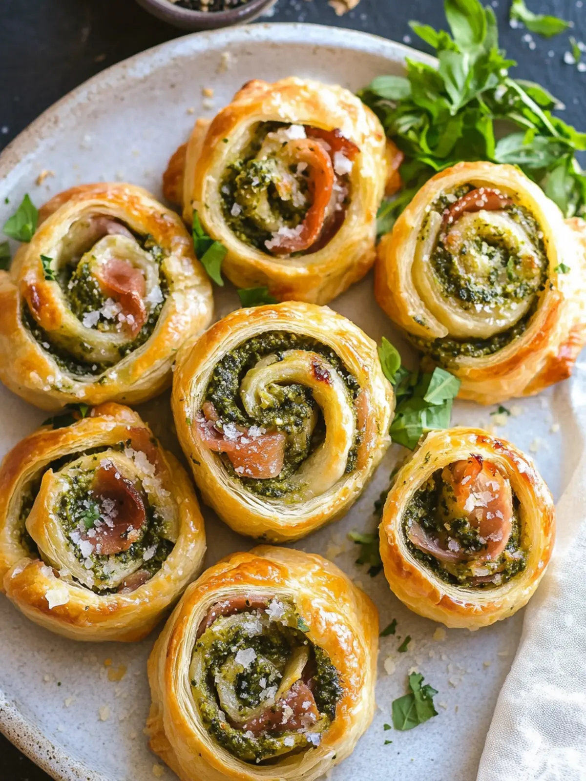Irresistible Easy Pesto Puff Pastry Pinwheels with Prosciutto 5 Easy Pesto Puff Pastry Pinwheels with Prosciutto