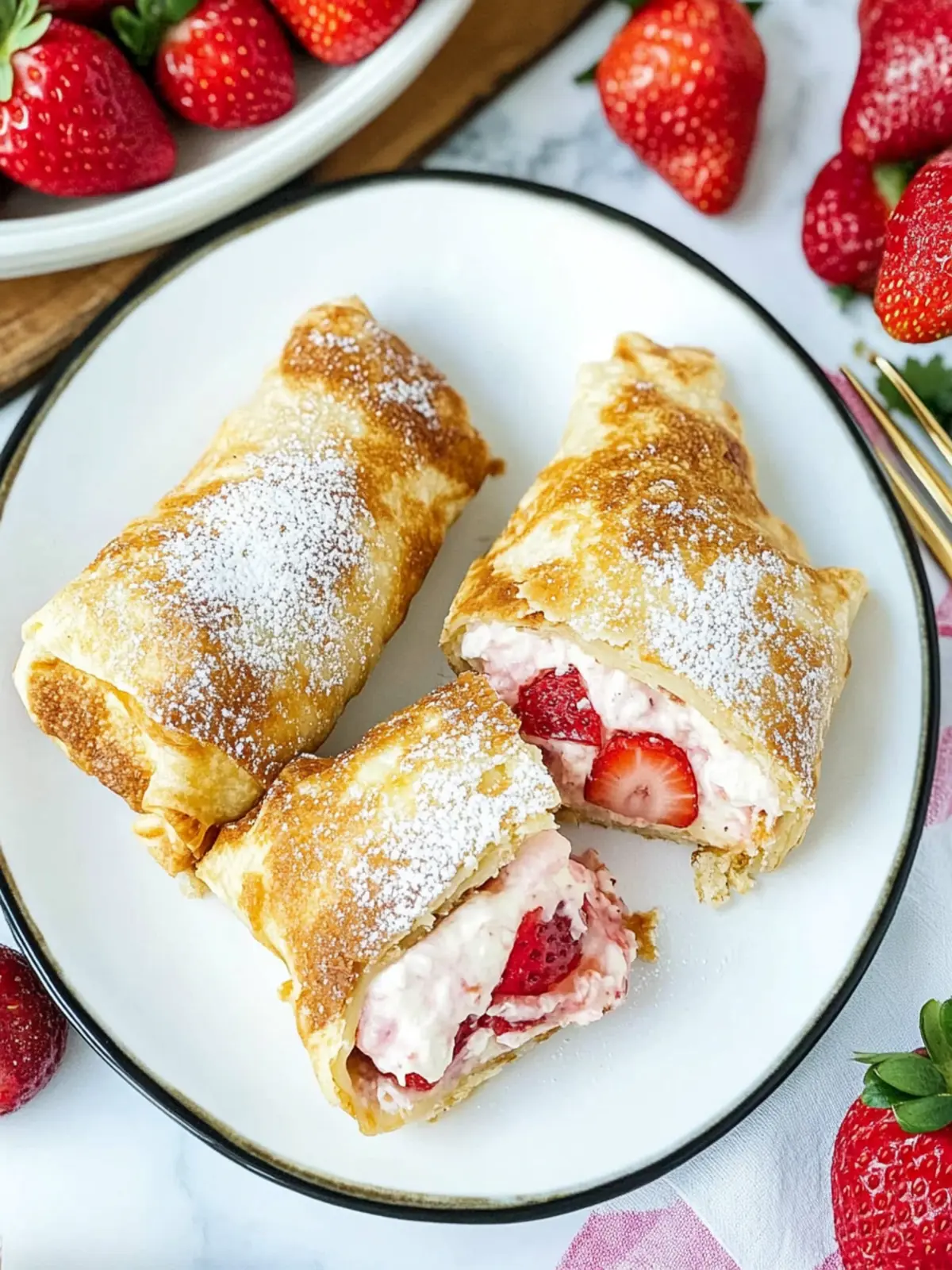 Air Fryer Strawberry Cheesecake Chimichangas in 15 Minutes! 4 Air Fryer Strawberry Cheesecake Chimichangas