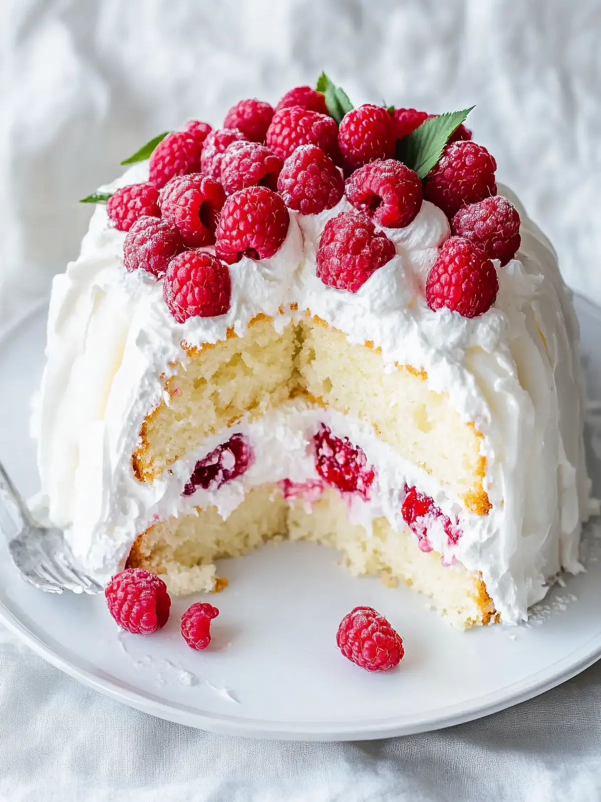 Fluffy Homemade Raspberry And Cream Angel Food Cake Delight 5 Homemade Raspberry And Cream Angel Food Cake