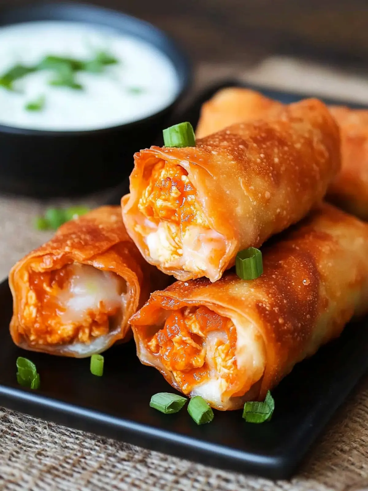 Buffalo Chicken Egg Rolls: Crispy Joy for Game Day Snacking 3 Buffalo Chicken Egg Rolls