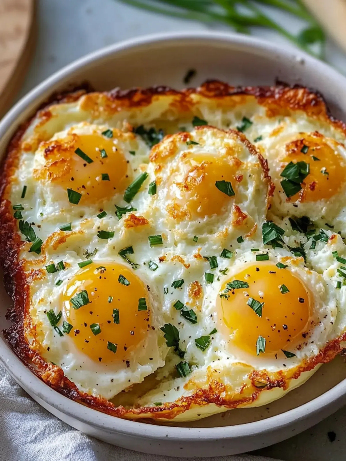 Easy Fluffy Cloud Eggs Recipe with Parmesan and Chive Tops 4 Fluffy Cloud Eggs Recipe Baked with Parmesan and Chive Tops Easy and Perfect
