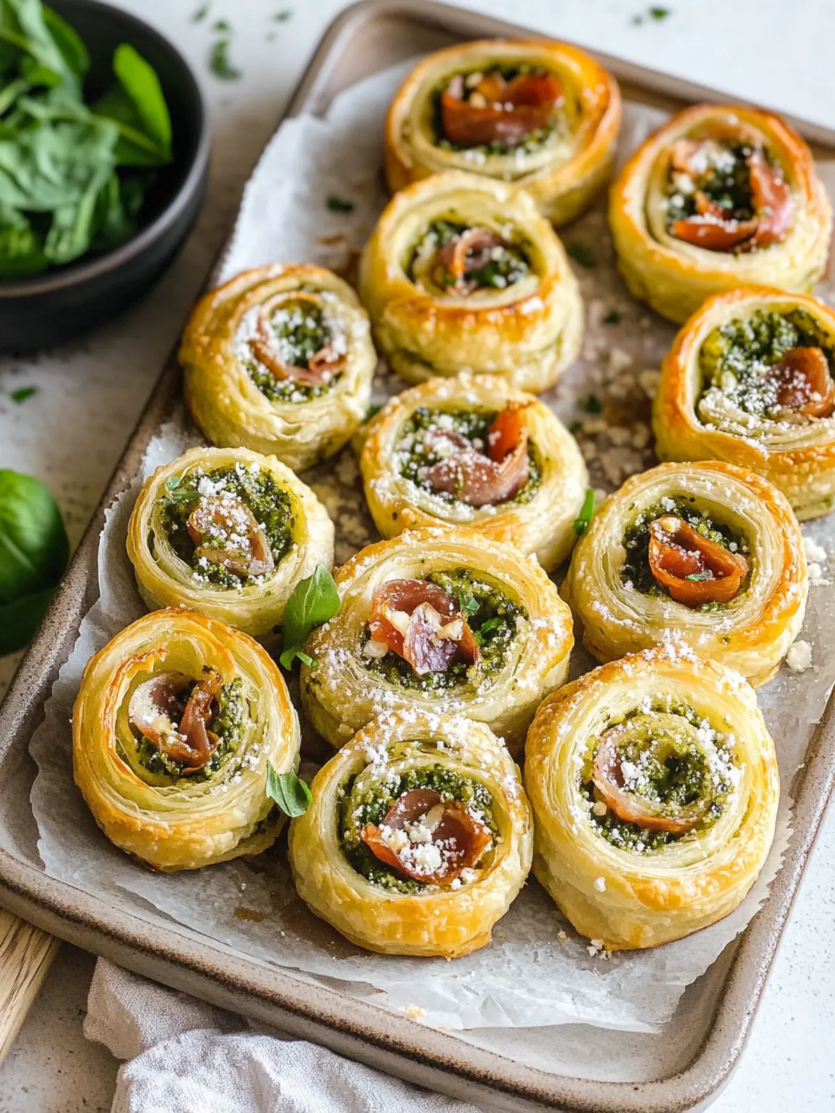 Irresistible Easy Pesto Puff Pastry Pinwheels with Prosciutto 4 Easy Pesto Puff Pastry Pinwheels with Prosciutto