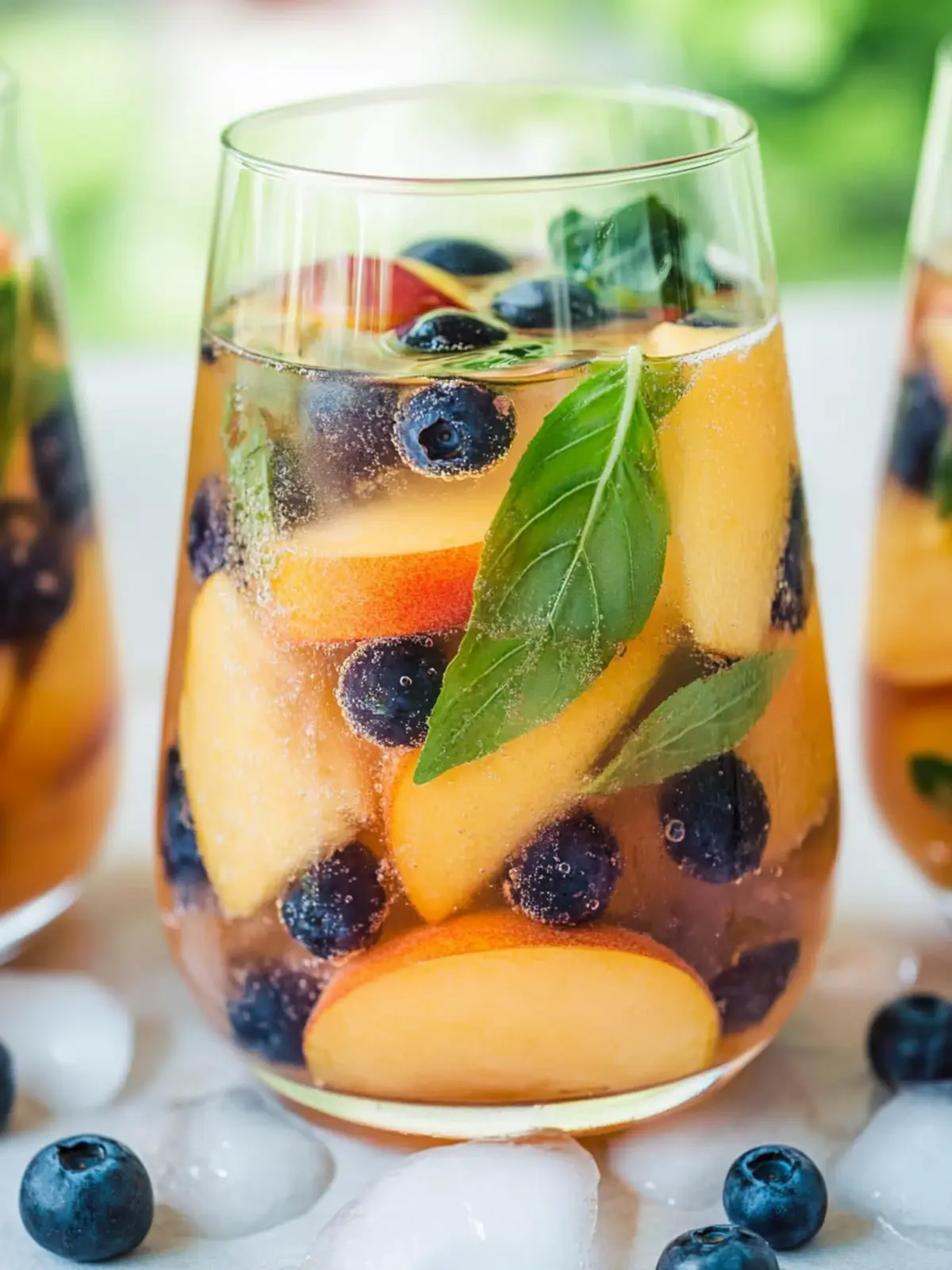Peach Sangria with Blueberries, Basil and Rose for Summer Bliss 4 Peach Sangria with Blueberries, Basil and Rose